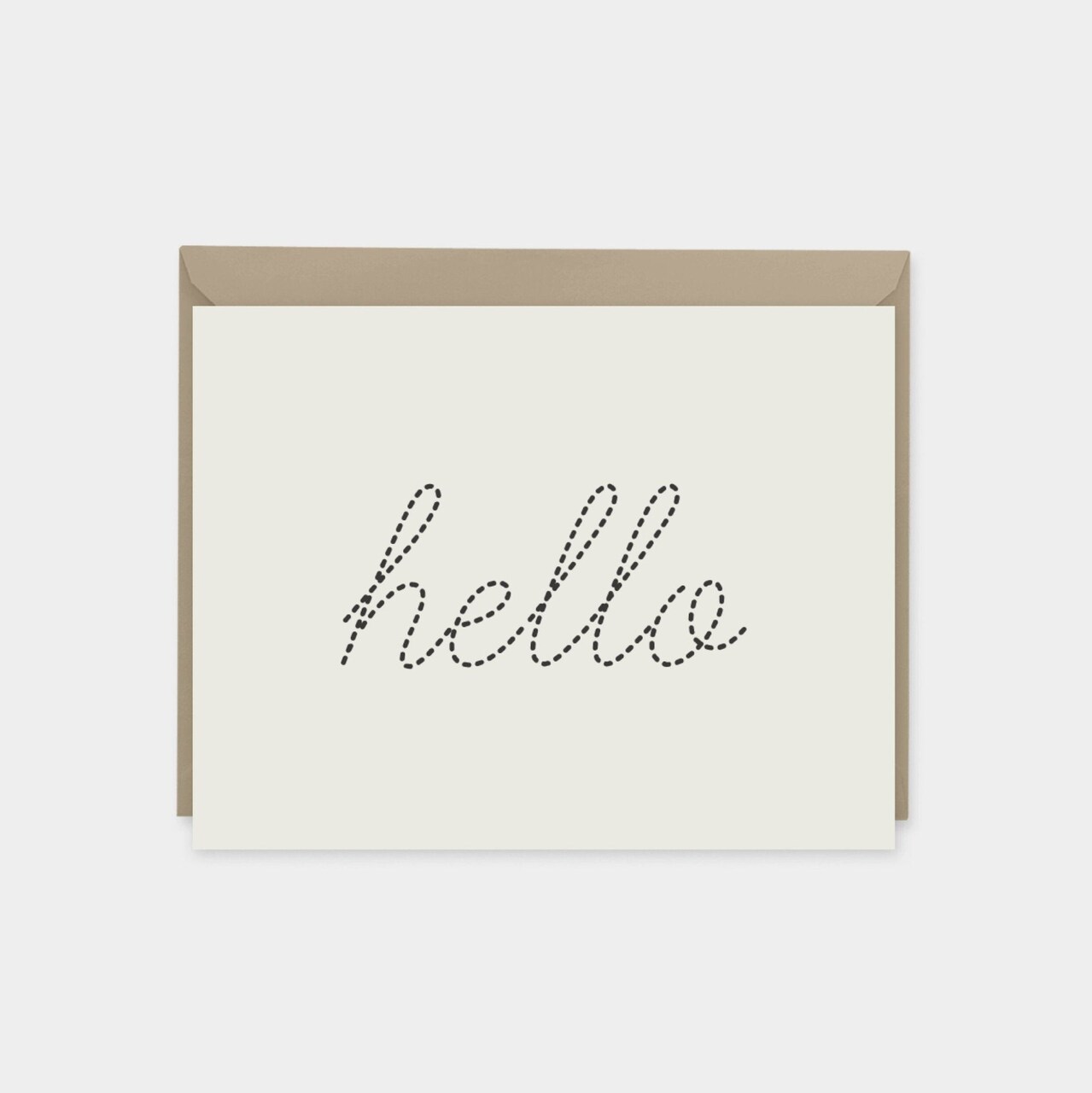 Dotted Script Hello Card, Natural,